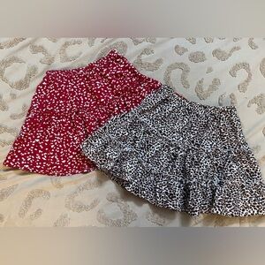 💥 2/$15!! 2-Pack Shein Midi Skirts – Leopard Print & Red Floral | Elastic Waist